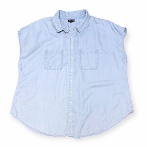 TORRID Women’s Light Blue Chambray Short Sleeve Button-Front Shirt Size 0
